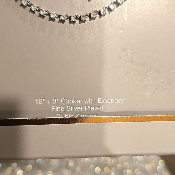 Believe By Brilliance Fine Silver Plated CZ Choker Necklace - Picture 7 of 7